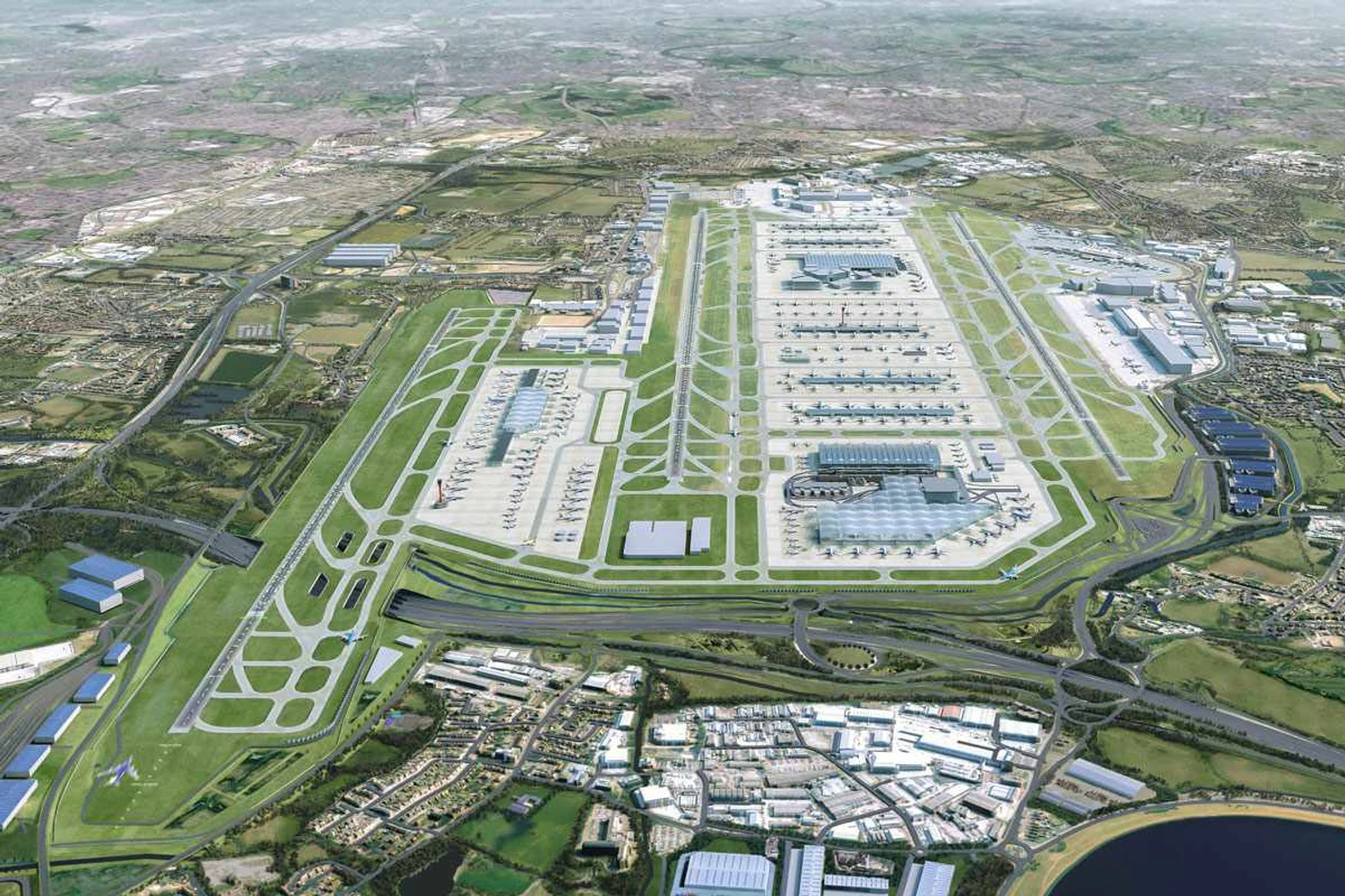 Como deverá ficar o aeroporto de Heathrow em 2050: salto de 80 milhões para 142 milhões de passageiros por ano (Heathrow)
