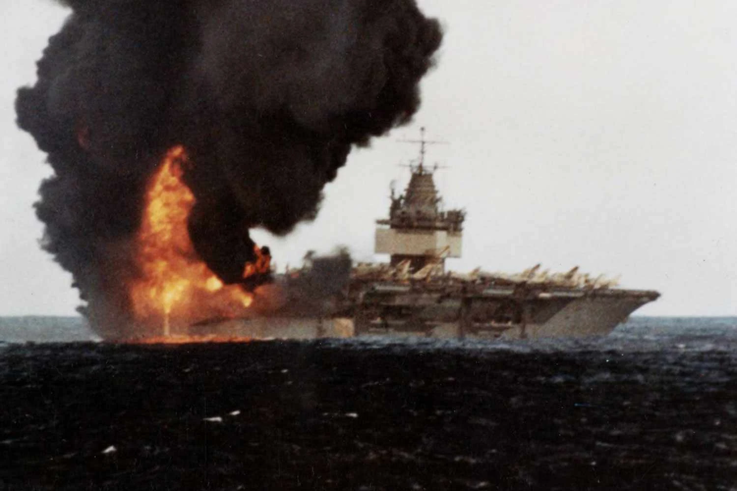 In 1969 a rocker exploded on the deck killing 27 sailors (US Navy)