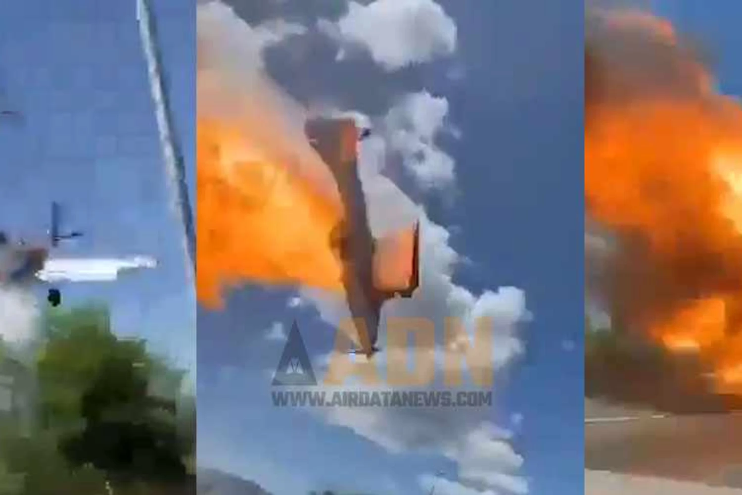 Video: firefighting plane hits pole and crashes onto road in Chile