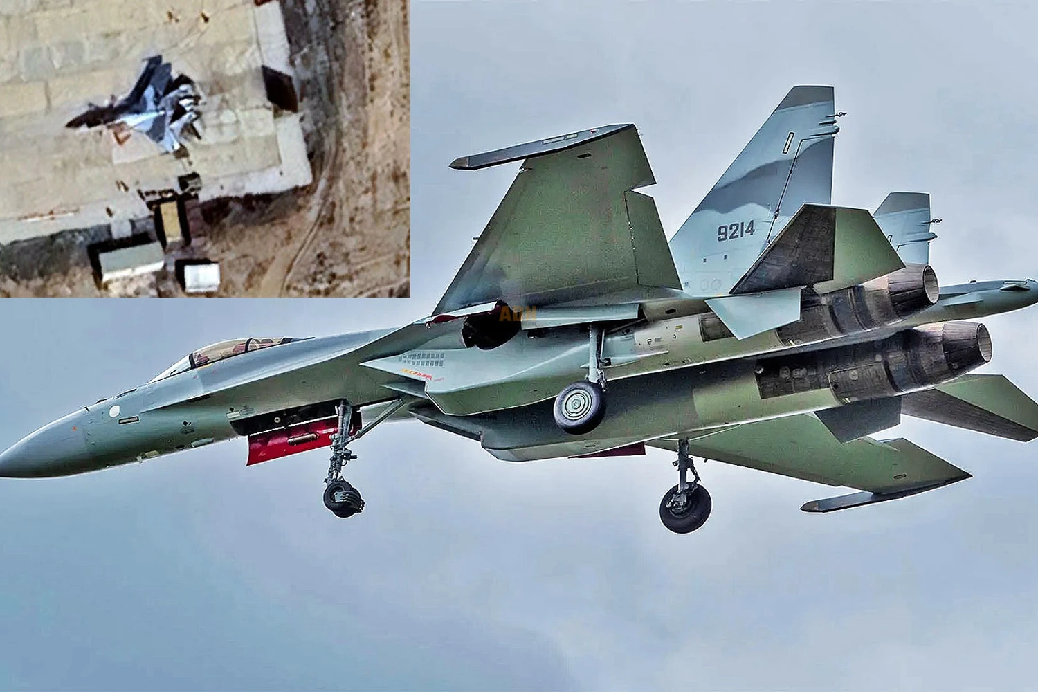 Su-35 fighter jet built for Egypt and the aircraft spotted by satellite in Algeria (Social media/Google)