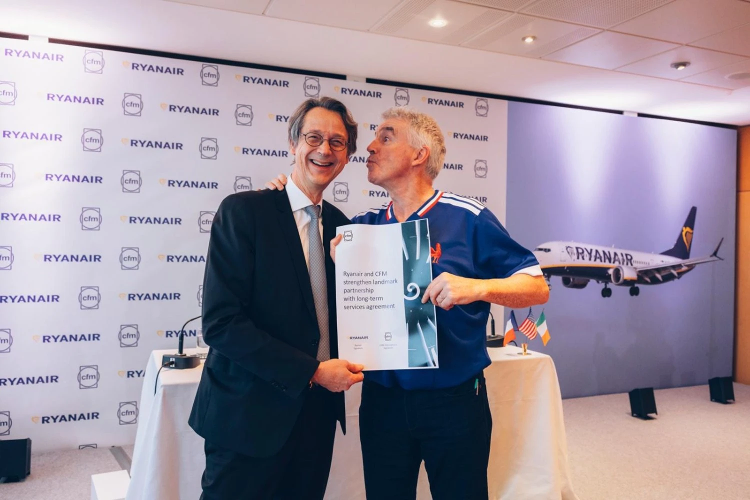 Olivier Andriès, CEO of Safran, and Michael O’Leary, CEO of Ryanair (Ryanair)