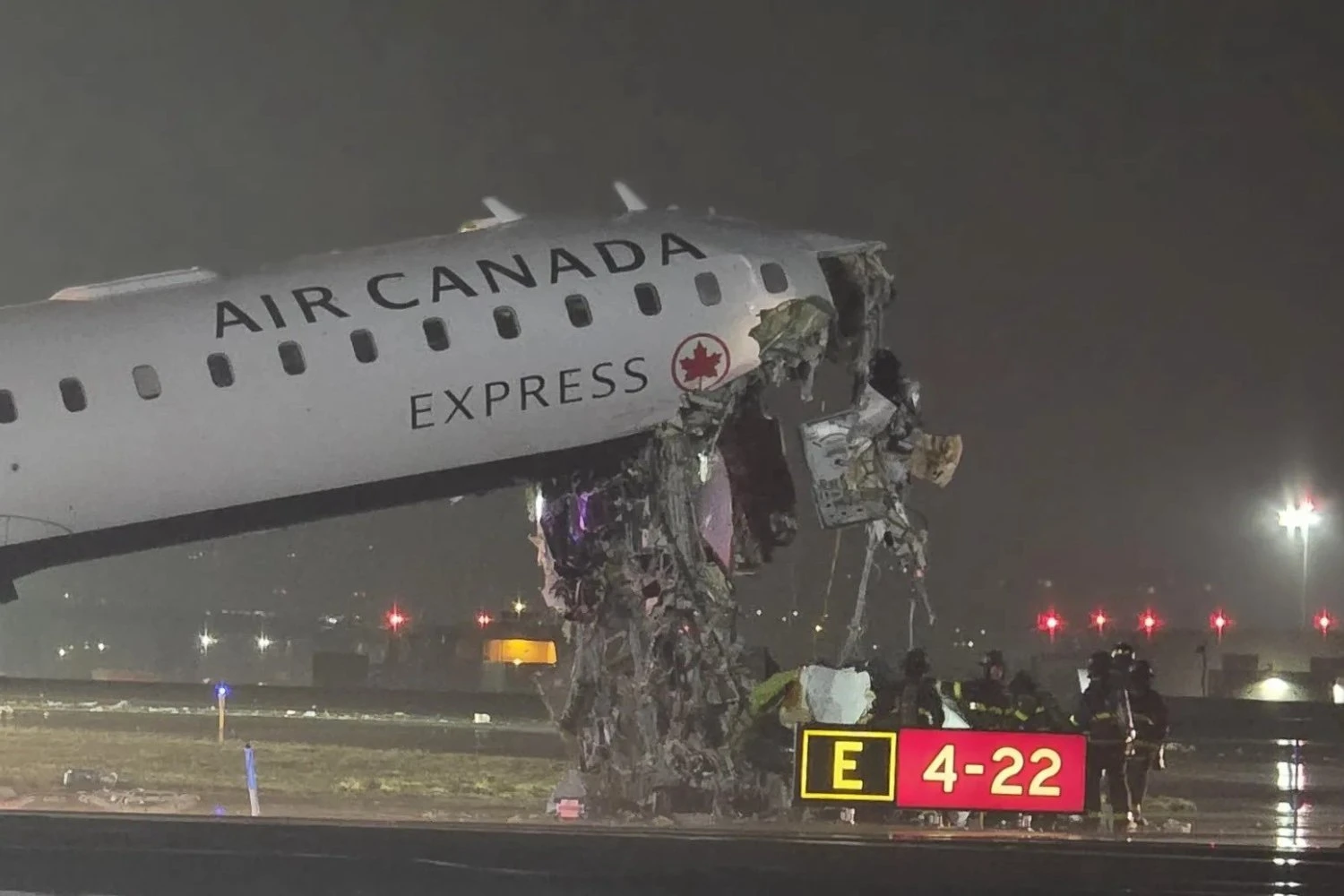 Air Canada CRJ-900 after collided with fire truck