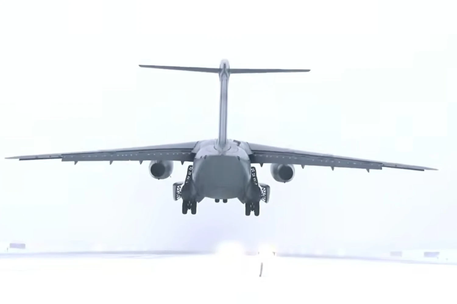 KC-390 undergoing snow and ice testing in Sweden. (Embraer)