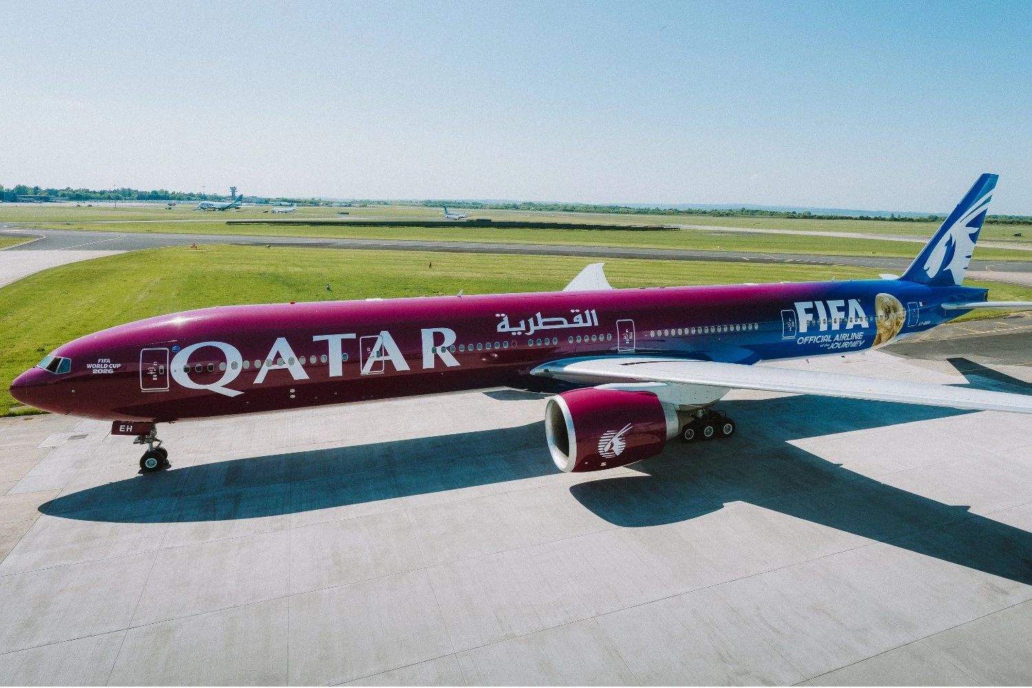 Boeing 777-300ER livery for the 2026 FIFA World Cup | QATAR AIRWAYS