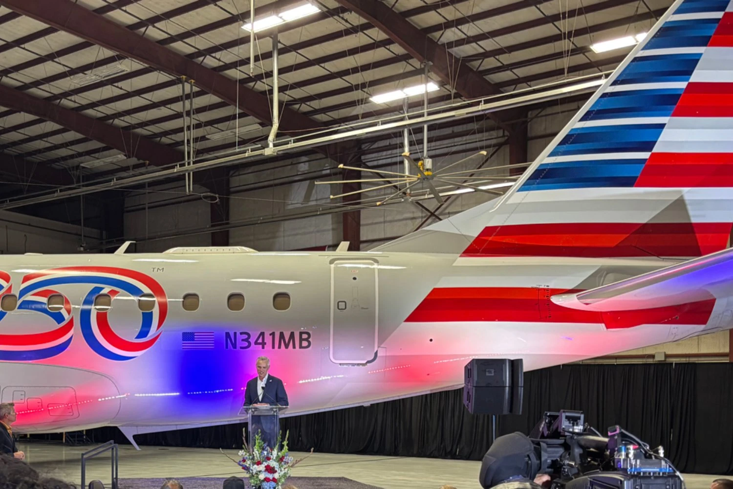 Embraer E175 with the centennial livery