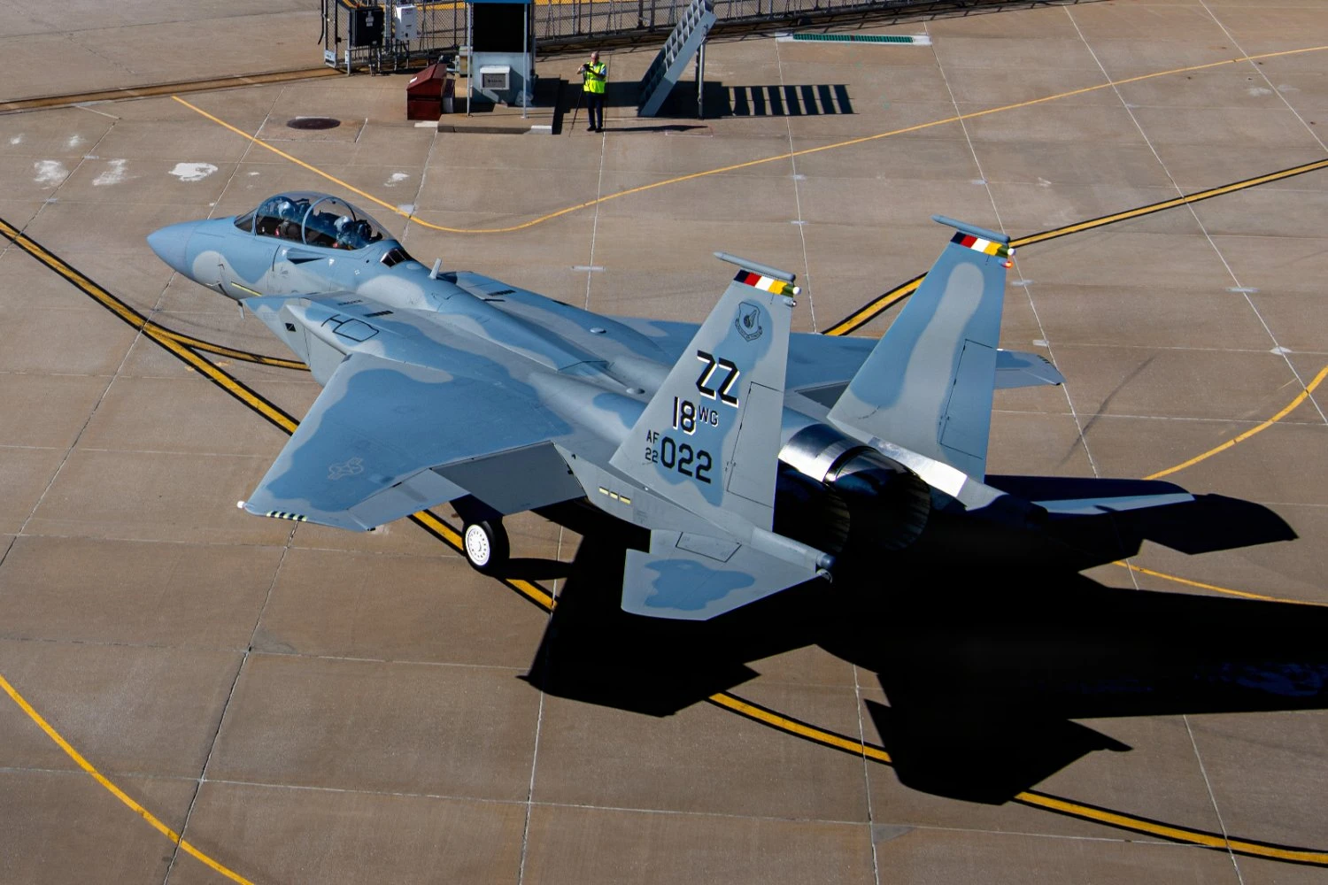 First F-15EX to be based in Japan takes off for Kadena Air Base