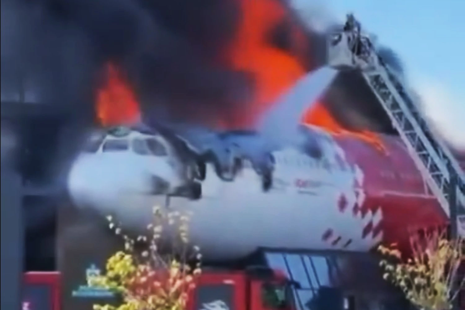 Former A340-300 in flames | SOCIAL MEDIA