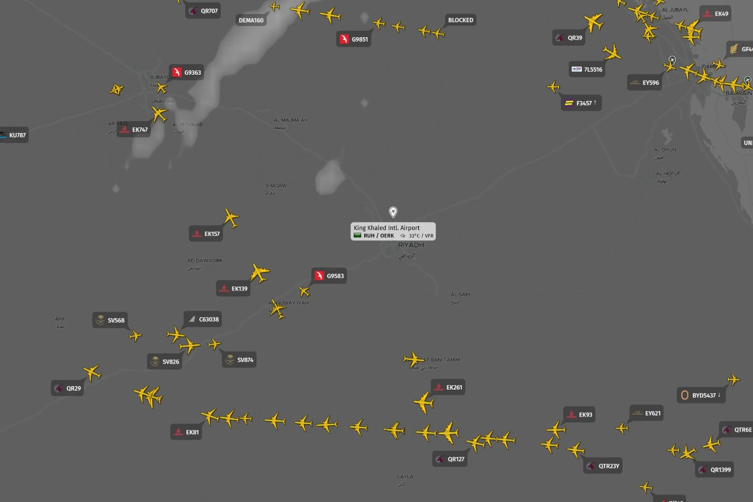 King Khalid International Airport was closed on the morning of Sunday, October 11