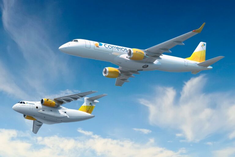 The C-390 and the E190F with Correios livery