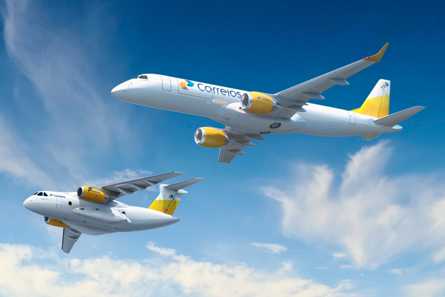 The C-390 and the E190F with Correios livery