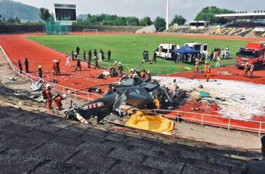 Wreckage of Malaysian AW139